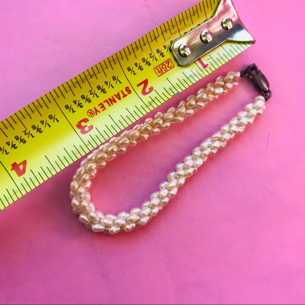 Vintage freshwater cream pearl braided bracelet